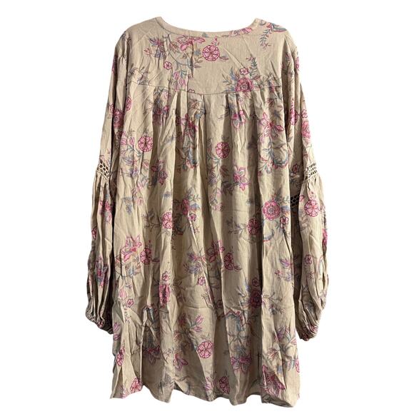 Festi Torrid Womens Plus Size Gauze Long Sleeve Tunic Taupe Floral Size 4 4X New - Picture 3 of 6